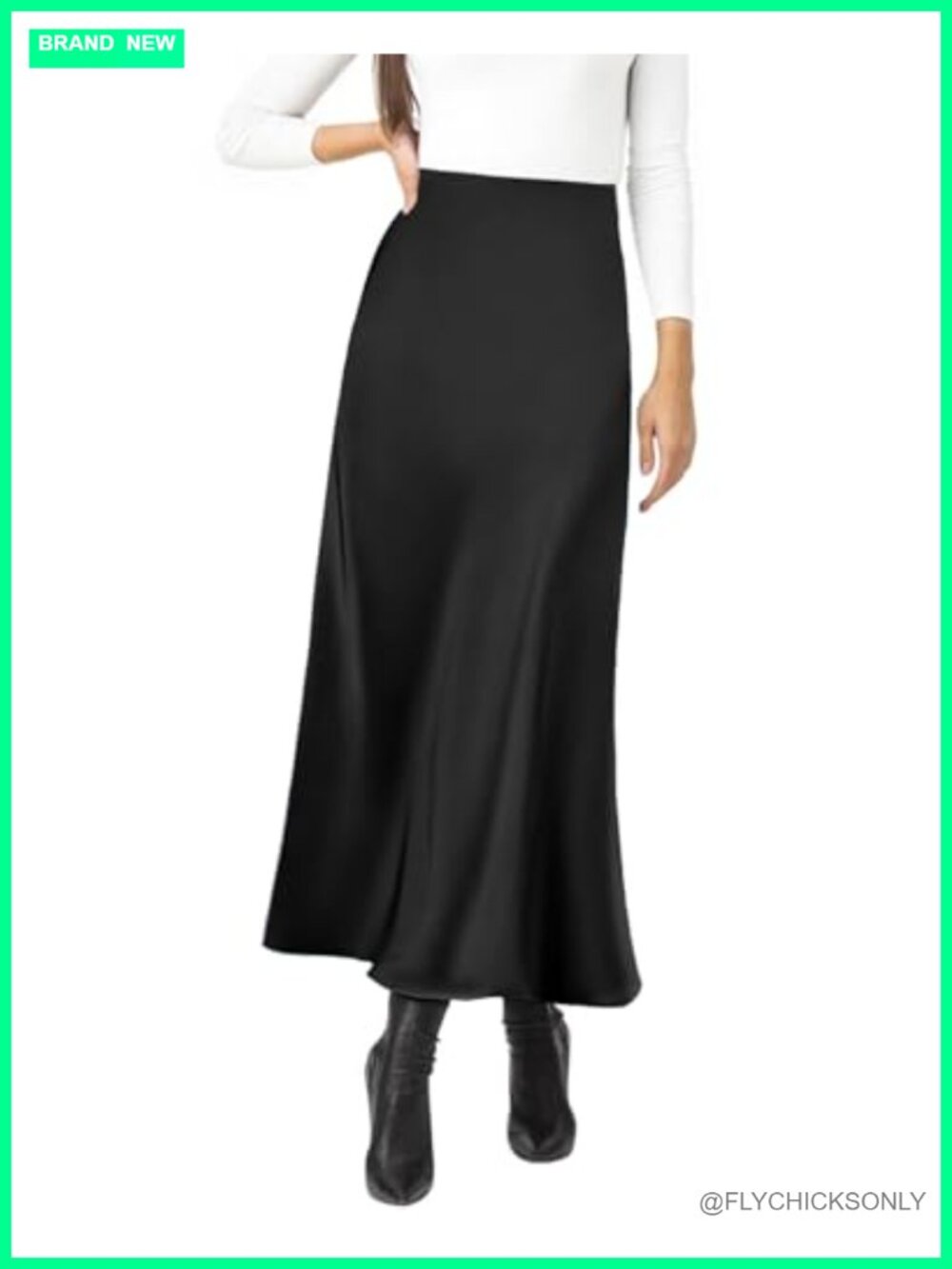 Women's Satin High Waisted Maxi Skirt A-Line Long Skirt
